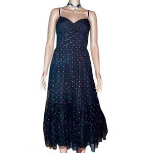 Betsey Johnson Tulle Dress Black w/Pink embroidery SZ 12 NWT